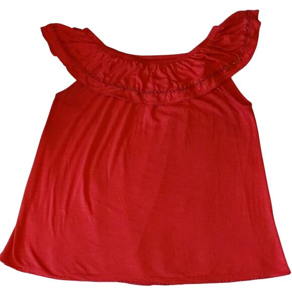 Faded Glory Red Off Shoulder Peasant Top 2x - Picture 1 of 5